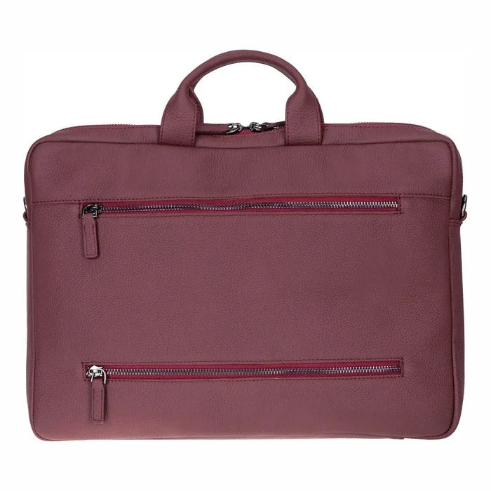 Truro Leather Business Briefcase / Laptop Case 16" with Suitcase, Bordeaux - BlackBrook Case