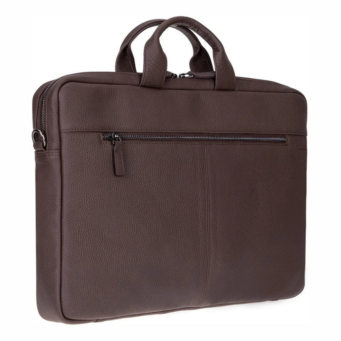 Truro Leather Business Briefcase / Laptop Case 16" with Suitcase, Brown - BlackBrook Case
