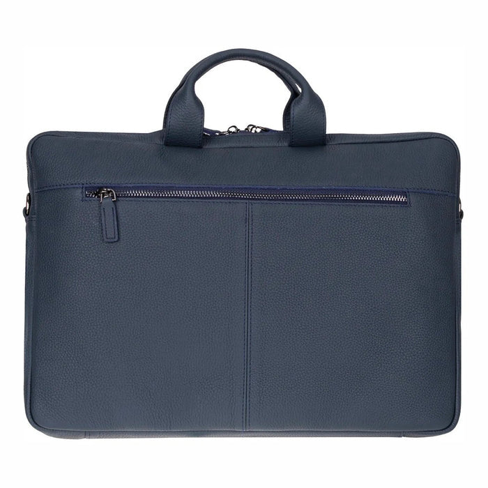 Truro Leather Business Briefcase / Laptop Case 16" with Suitcase, Navy Blue - BlackBrook Case
