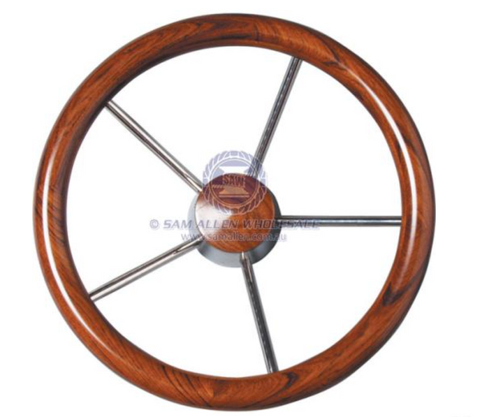 ULTRAFLEX STEERING WHEELS - V62 & V67 - MAHOGANY GRIP - NON-MAGNETIC S/S - Bosuns Boat