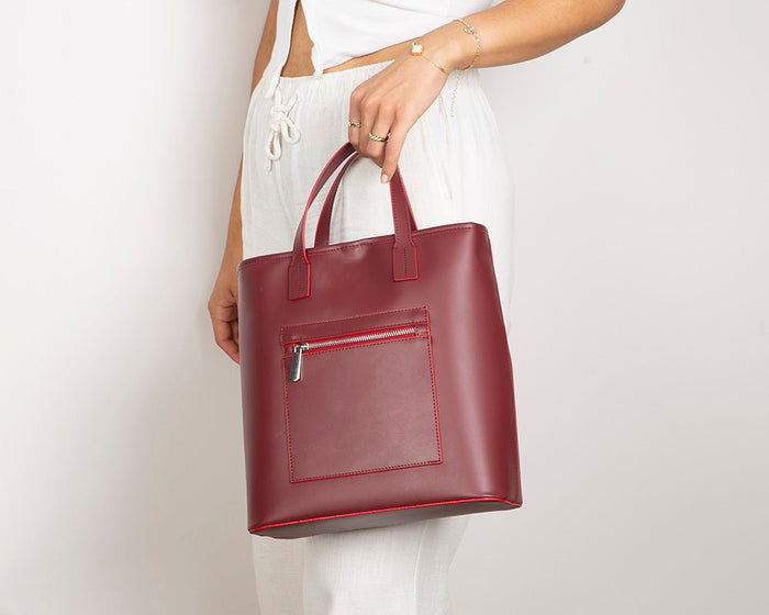 Valley Leather Tote Bag, Bordeaux - BlackBrook Case