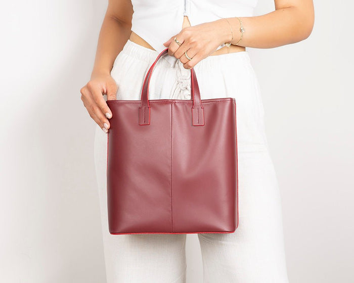 Valley Leather Tote Bag, Bordeaux - BlackBrook Case