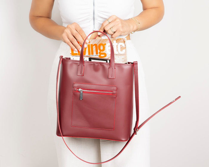 Valley Leather Tote Bag, Bordeaux - BlackBrook Case