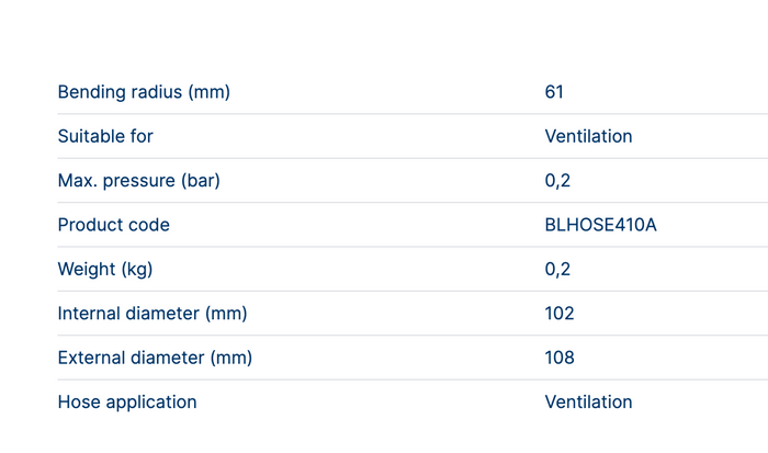 VETUS blower/ventilator hose (large) 10 metre length