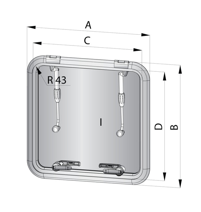 VETUS VENTILATION HATCH ALTUS, CUT-OUTSIZE 260 X 260 MM, R=43 MM, CATEGORY A II - bosunsboat
