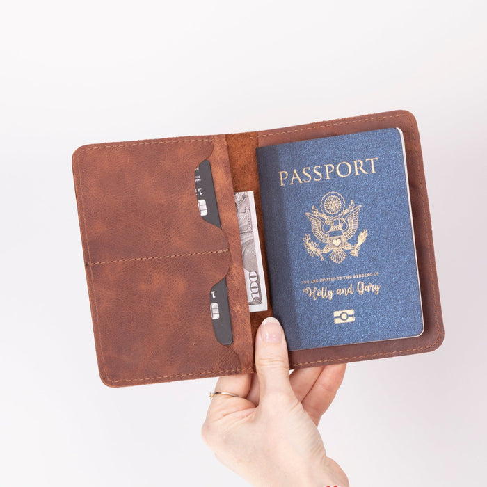 Viaggio Genuine Leather Passport Holder, Brown - BlackBrook Case