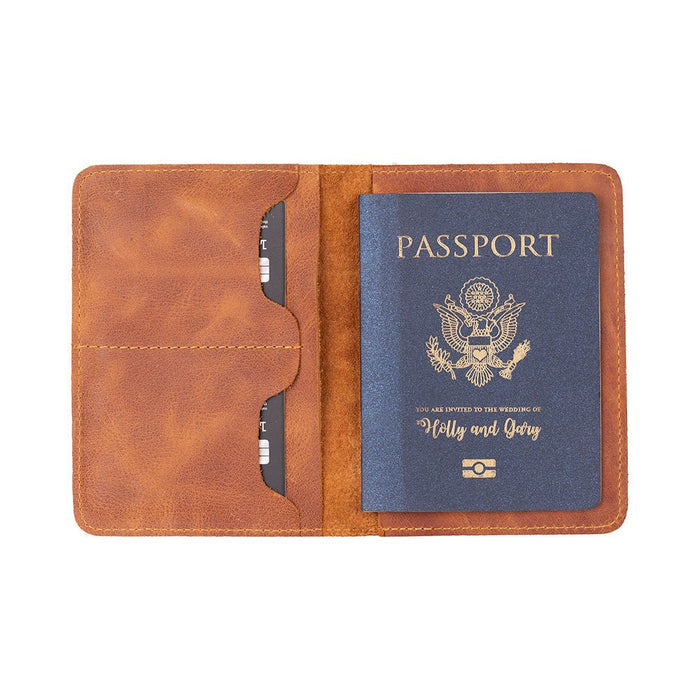 Viaggio Genuine Leather Passport Holder, Golden Tan - BlackBrook Case