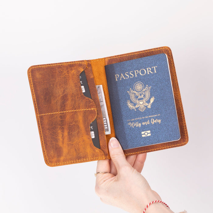 Viaggio Genuine Leather Passport Holder, Moccasin - BlackBrook Case