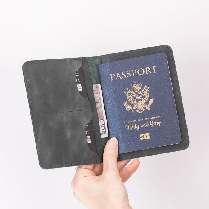 Viaggio Genuine Leather Passport Holder, Pickle - BlackBrook Case