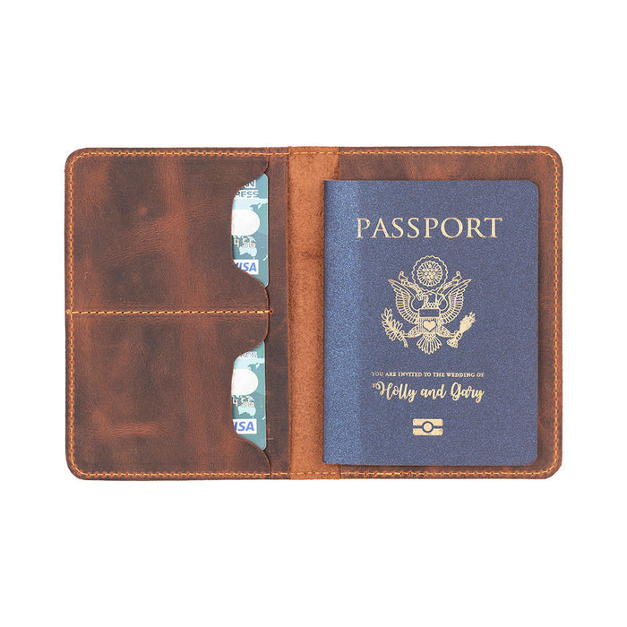 Viaggio Genuine Leather Passport Holder, Saddle Brown BlackBrook Case