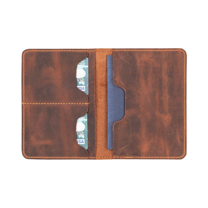 Viaggio Genuine Leather Passport Holder, Saddle Brown - BlackBrook Case