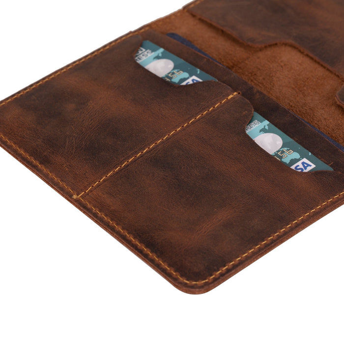 Viaggio Genuine Leather Passport Holder, Saddle Brown - BlackBrook Case
