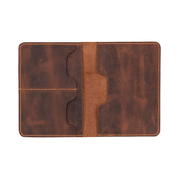 Viaggio Genuine Leather Passport Holder, Saddle Brown - BlackBrook Case