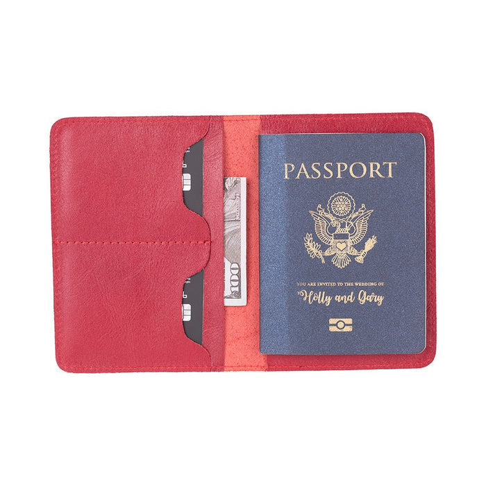Viaggio Genuine Leather Passport Holder, Sandy Red - BlackBrook Case