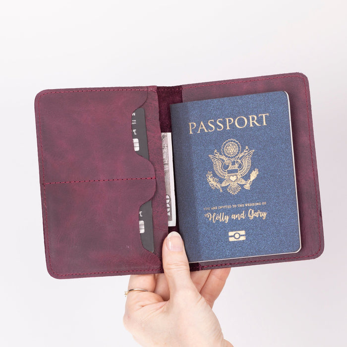 Viaggio Genuine Leather Passport Holder, Scarlet Red - BlackBrook Case