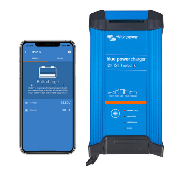 Victron Blue Smart Bluetooth IP22 Battery Charger 12/15(1) 240V AU/NZ Plug