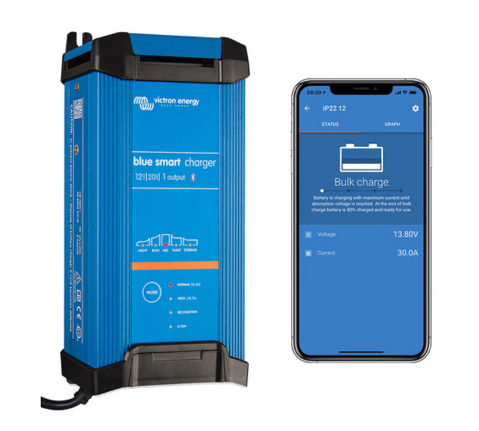 Victron Blue Smart Bluetooth IP22 Battery Charger 12/20(1) 230V AU/NZ Plug - Bosuns Boat