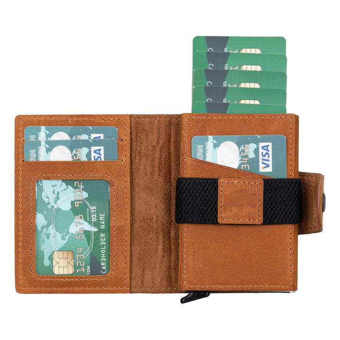 Wade Detachable Mini Wallet – Full‑Grain Leather, RFID Blocking, Golden Brown - BlackBrook Case