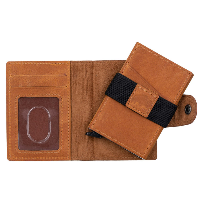 Wade Detachable Mini Wallet – Full‑Grain Leather, RFID Blocking, Golden Brown - BlackBrook Case