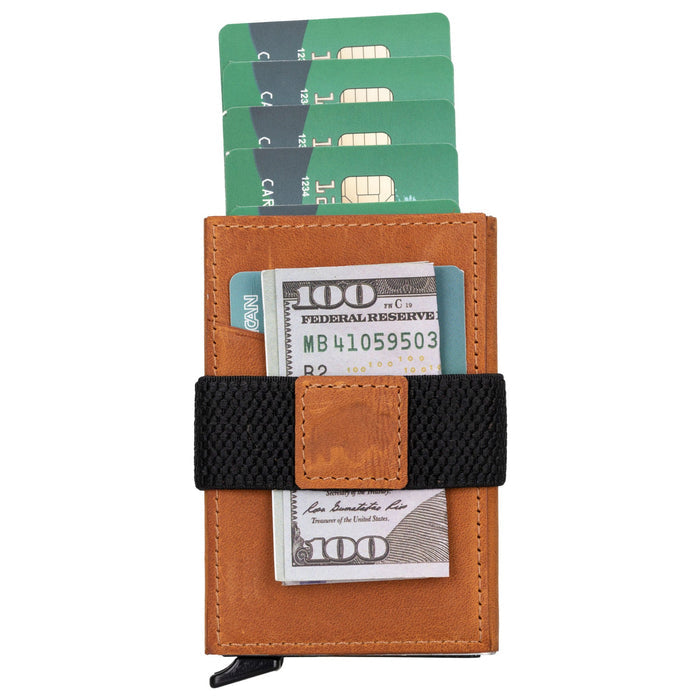 Wade Detachable Mini Wallet – Full‑Grain Leather, RFID Blocking, Golden Brown - BlackBrook Case