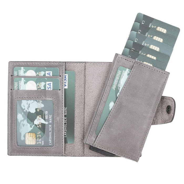 Wade Detachable Mini Wallet – Full‑Grain Leather, RFID Blocking, Gray - BlackBrook Case
