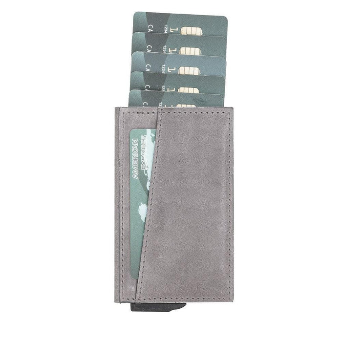 Wade Detachable Mini Wallet – Full‑Grain Leather, RFID Blocking, Gray - BlackBrook Case