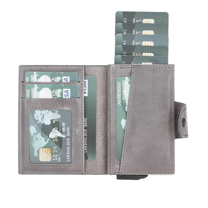 Wade Detachable Mini Wallet – Full‑Grain Leather, RFID Blocking, Gray - BlackBrook Case