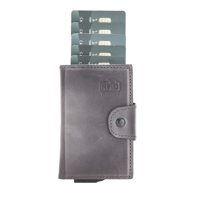 Wade Detachable Mini Wallet – Full‑Grain Leather, RFID Blocking, Gray - BlackBrook Case