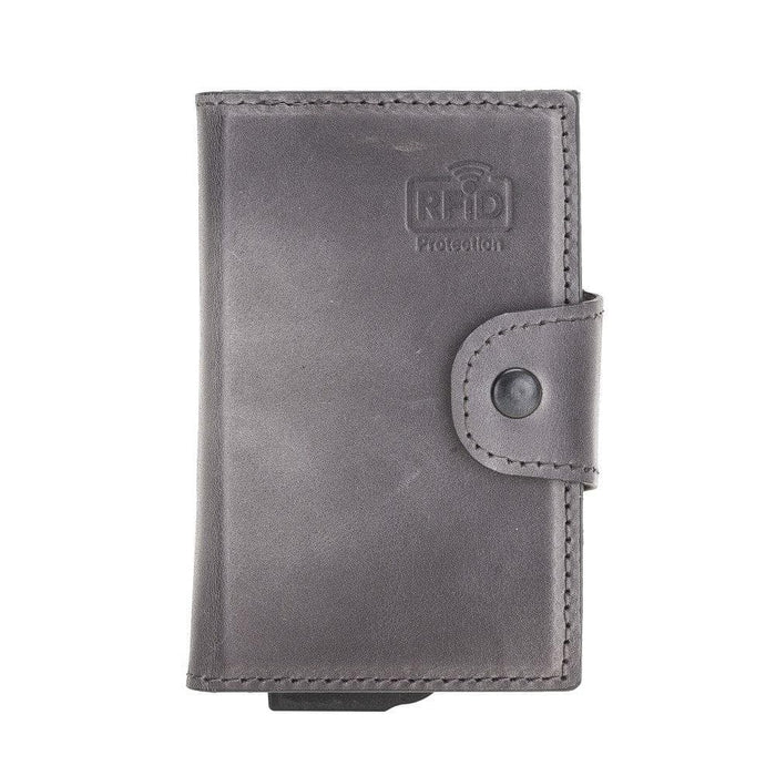 Wade Detachable Mini Wallet – Full‑Grain Leather, RFID Blocking, Gray - BlackBrook Case