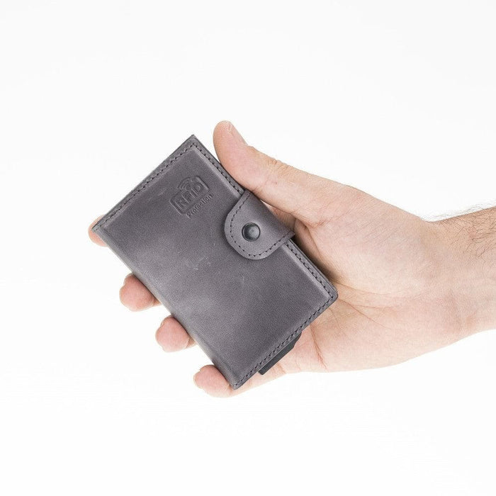 Wade Detachable Mini Wallet – Full‑Grain Leather, RFID Blocking, Gray - BlackBrook Case
