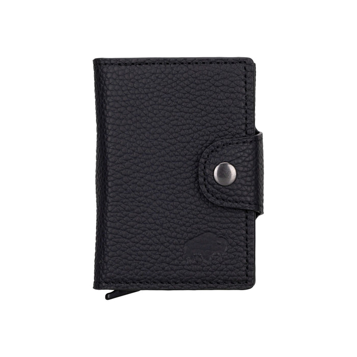 Wade Detachable Mini Wallet – Full‑Grain Leather, RFID Blocking, Pebble Black - BlackBrook Case