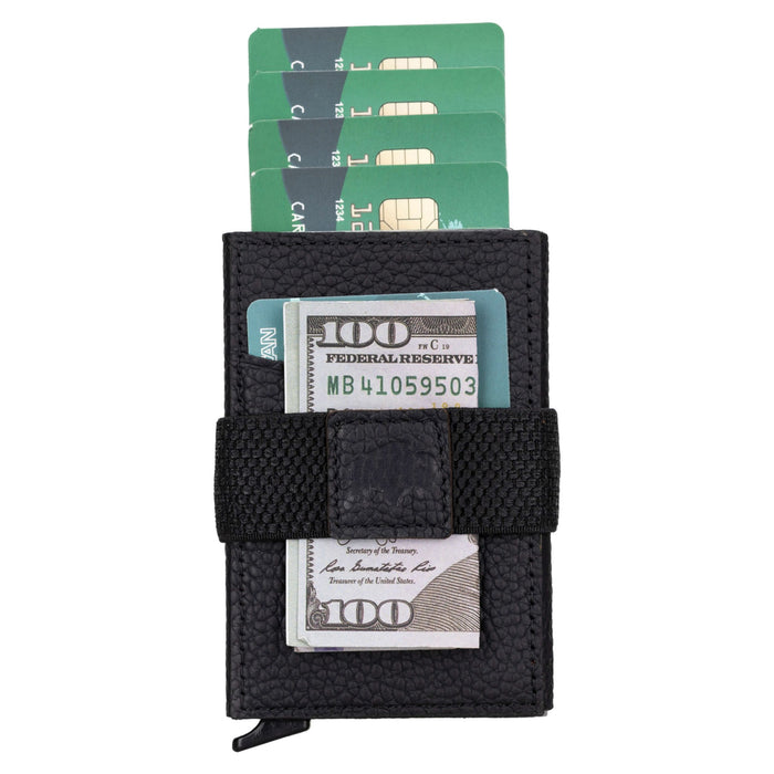 Wade Detachable Mini Wallet – Full‑Grain Leather, RFID Blocking, Pebble Black - BlackBrook Case
