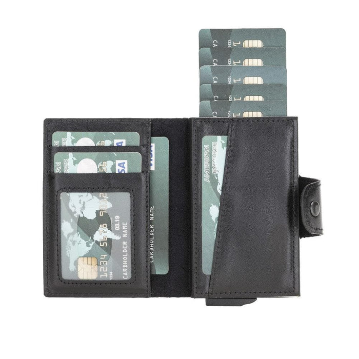 Wade Detachable Mini Wallet – Full‑Grain Leather, RFID Blocking, Rustic Black - BlackBrook Case