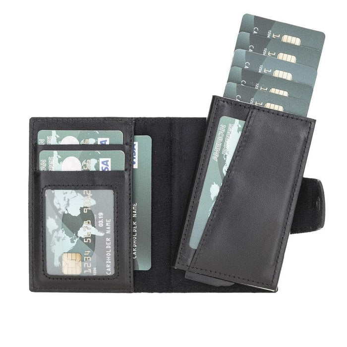 Wade Detachable Mini Wallet – Full‑Grain Leather, RFID Blocking, Rustic Black - BlackBrook Case