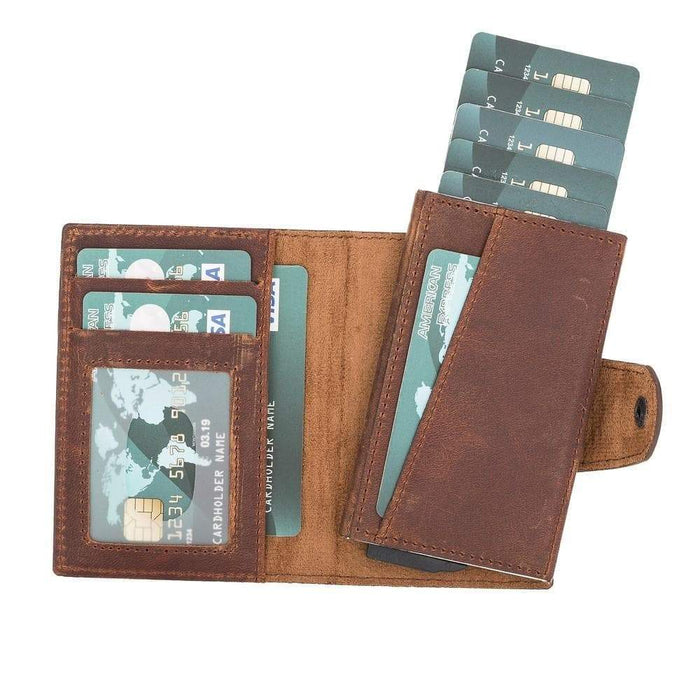 Wade Detachable Mini Wallet – Full‑Grain Leather, RFID Blocking, Saddle Brown - BlackBrook Case