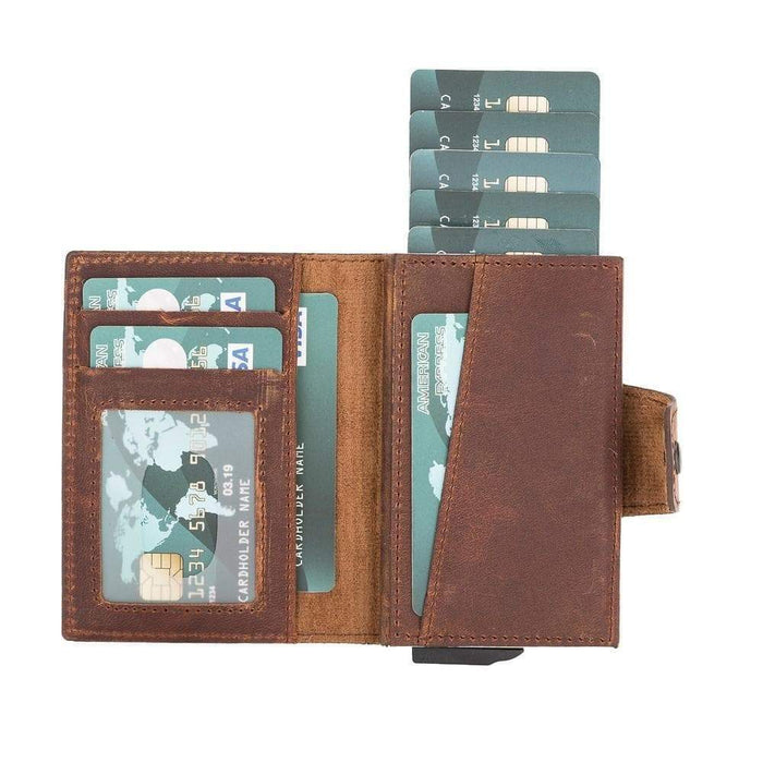 Wade Detachable Mini Wallet – Full‑Grain Leather, RFID Blocking, Saddle Brown - BlackBrook Case