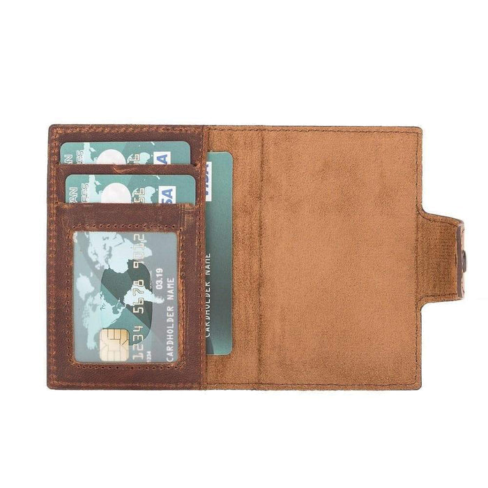 Wade Detachable Mini Wallet – Full‑Grain Leather, RFID Blocking, Saddle Brown - BlackBrook Case