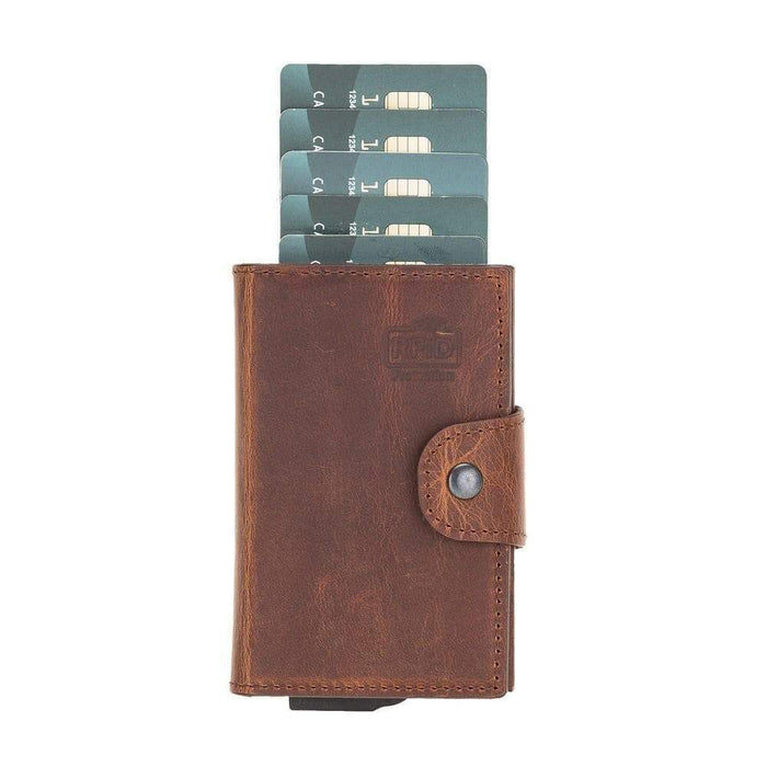 Wade Detachable Mini Wallet – Full‑Grain Leather, RFID Blocking, Saddle Brown - BlackBrook Case