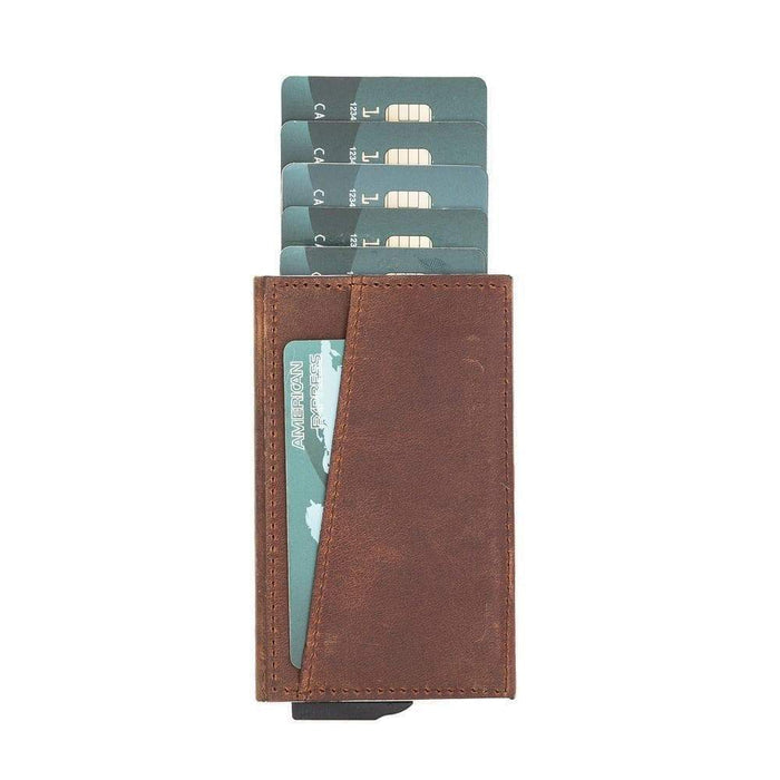 Wade Detachable Mini Wallet – Full‑Grain Leather, RFID Blocking, Saddle Brown - BlackBrook Case