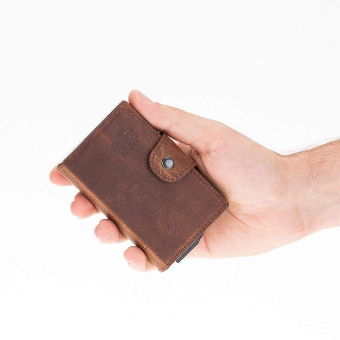 Wade Detachable Mini Wallet – Full‑Grain Leather, RFID Blocking, Saddle Brown - BlackBrook Case