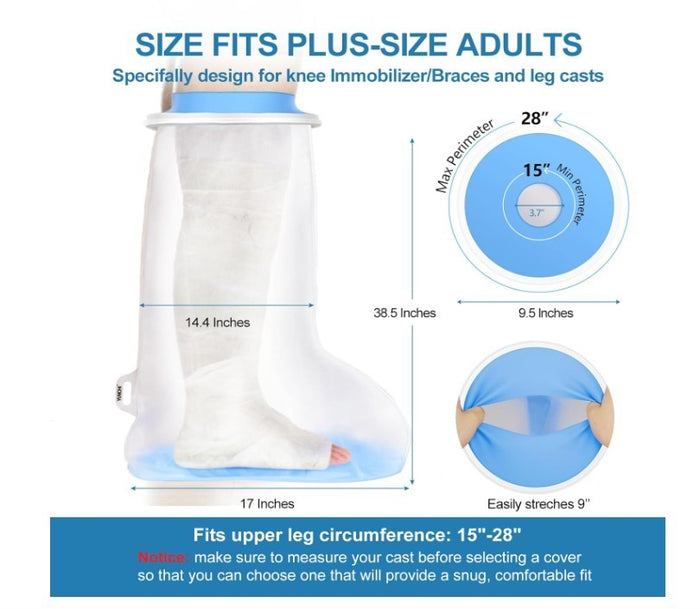 Waterproof Leg Cast Cover XL Adult Reusable Shower Protector Knee Brace-283