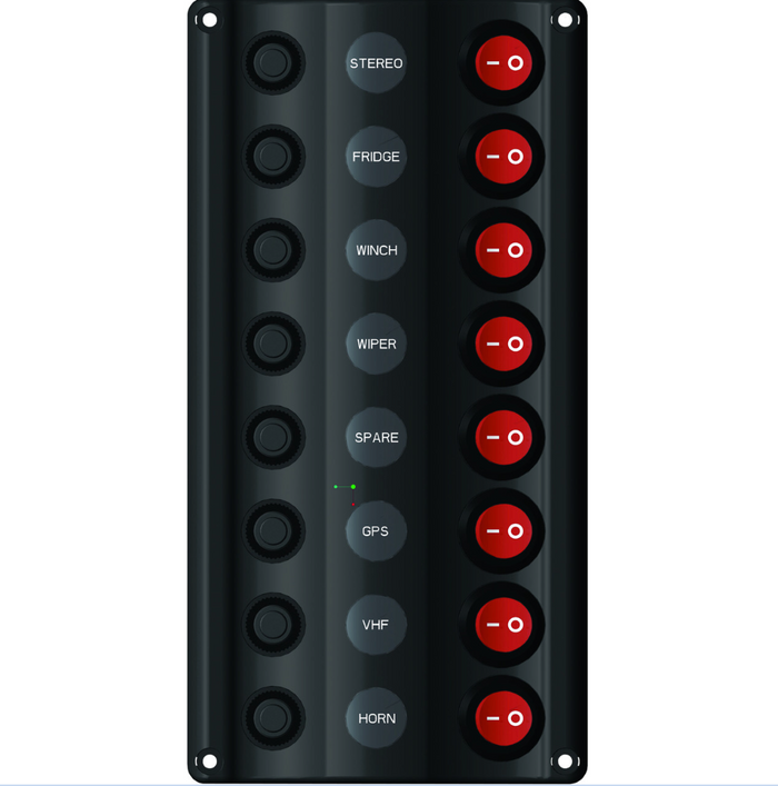 Wave Design Switch Panel with Circuit Breaker - 8 Switches