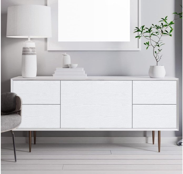 White Sticky Back Plastic Vinyl Wrap Wood Effect Self Adhesive Wallpaper-254