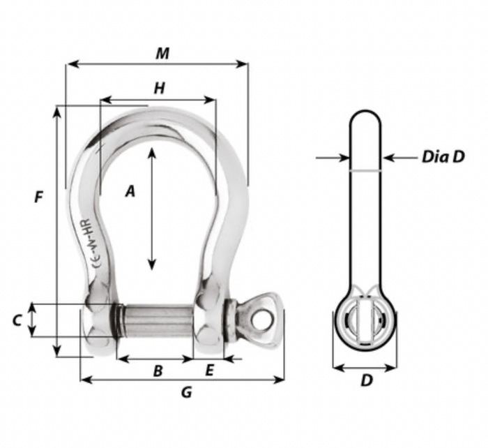 Wichard HR bow shackle - Dia 8-24 mm - Bosuns Boat
