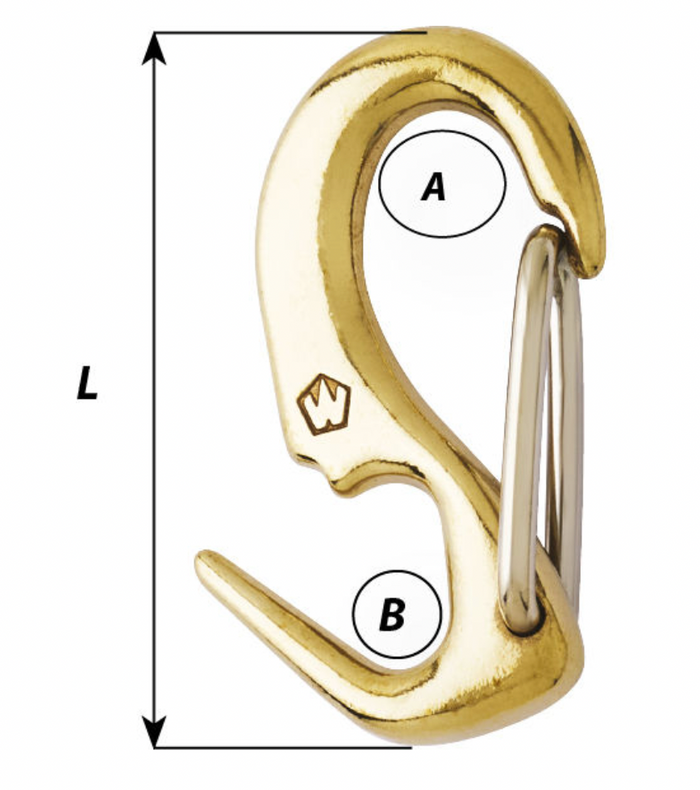 Wichard Brass one hand sail snap - Length: 50 mm - Bosuns Boat