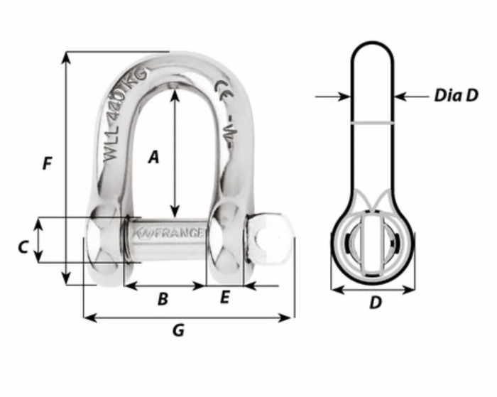 Wichard Captive pin D shackle - - Bosuns Boat