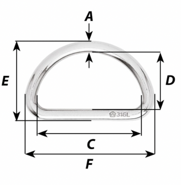 Wichard D ring - 316L - 3 sizes - Bosuns Boat