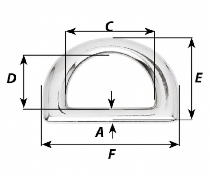 Wichard HR D Ring - Stock dia 6 mm - Inner dia: 27,5 mm - Bosuns Boat