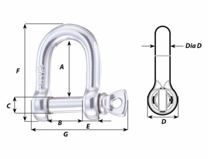 Wichard HR D shackle - Dia 6 mm - Bosuns Boat