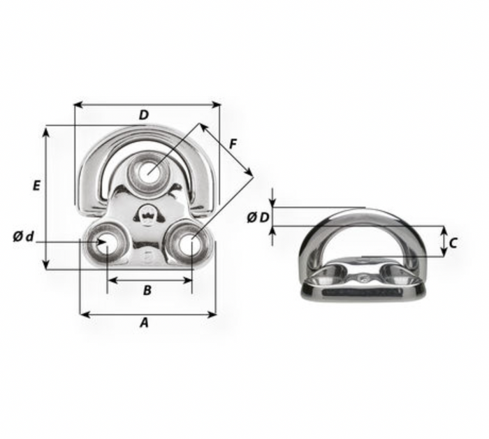 Wichard Folding pad eye - (Dia 6mm / 8mm / 10mm) - Bosuns Boat